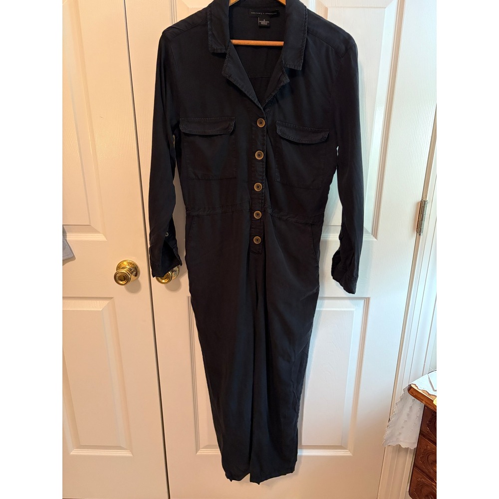Sanctuary x Anthropologie Utility Jumpsuit Black Lyocell Overalls Size M